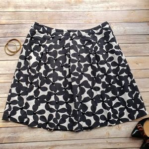 INC 16 Black Off-White Pique Pleated Skirt Gems